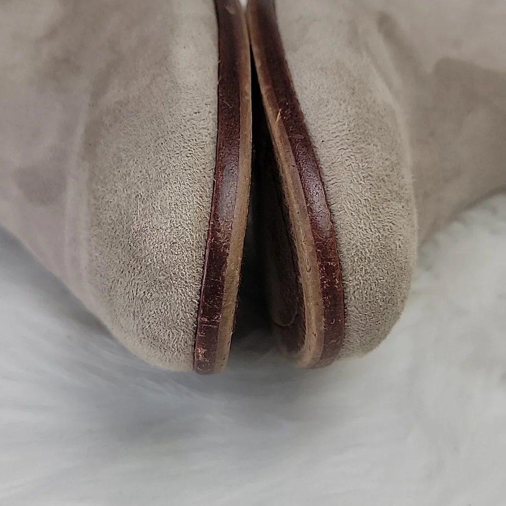 SAM EDELMAN Petty Taupe Suede Western Boho Preppy Zip Up Ankle Bootie Boots 10.5